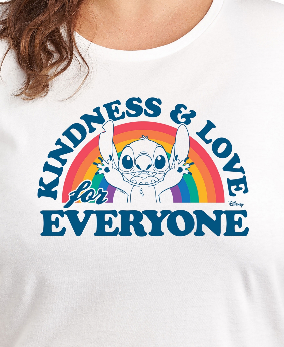 Hybrid Apparel Trendy Plus Size Lilo And Stitch Holidays Graphic Crew Neck T-shirt In White