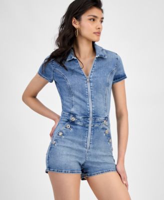 Женский джинсовый комбинезон GUESS Janae с воротником-стойкой спереди на молнии