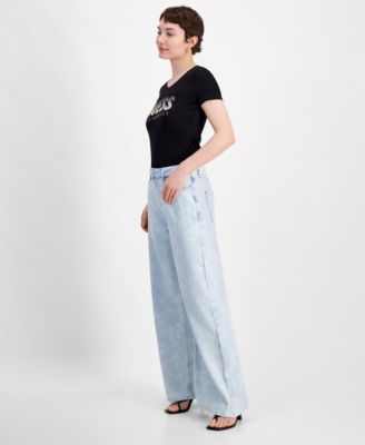 Женские джинсы-колокольчики GUESS с широкими штанинами и высокой посадкой