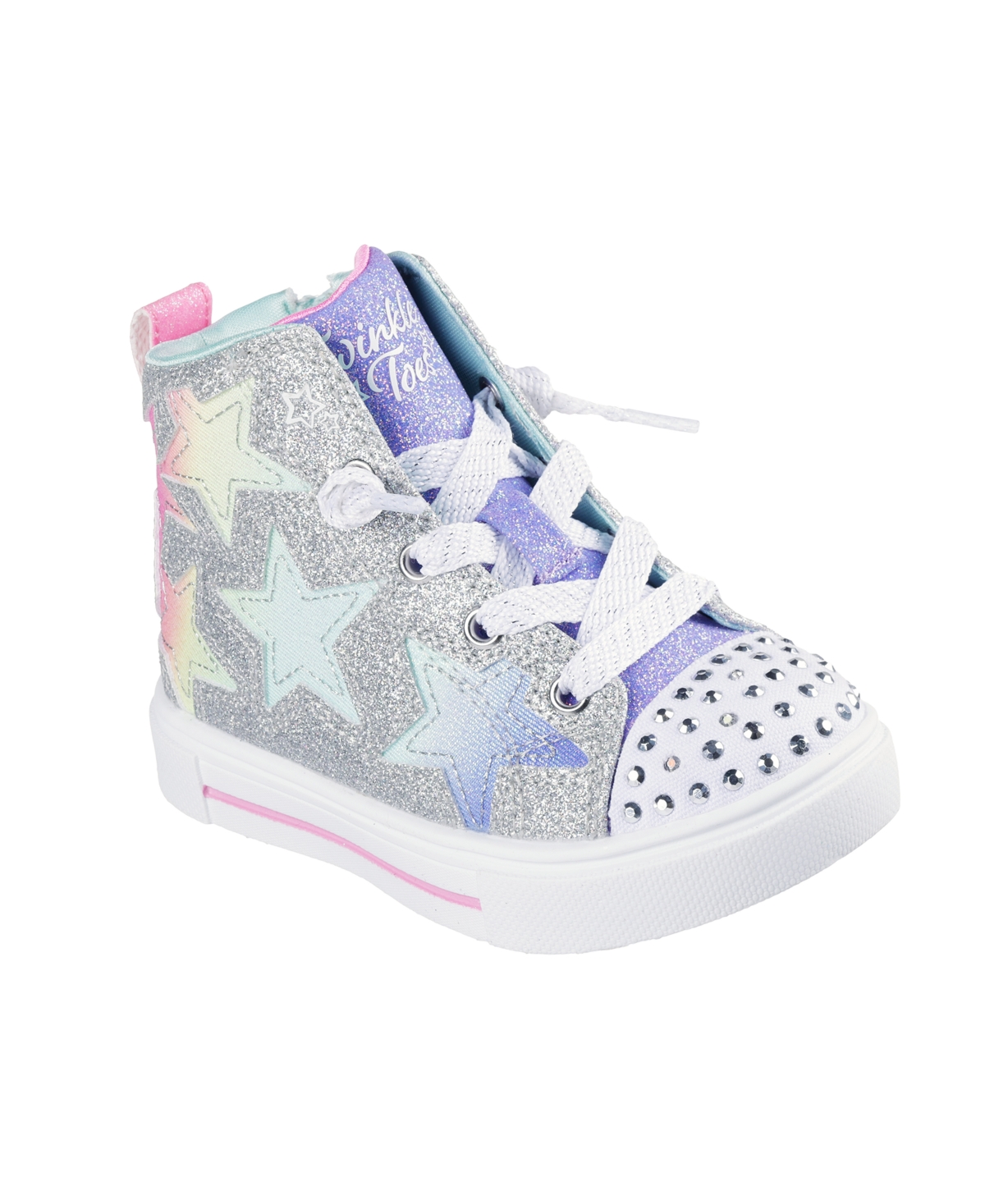 Skechers Toddler Girls Twinkle Toes: Twinkle Sparks Magical Ombre Light-up Casual Sneakers From Finish Line In Silver