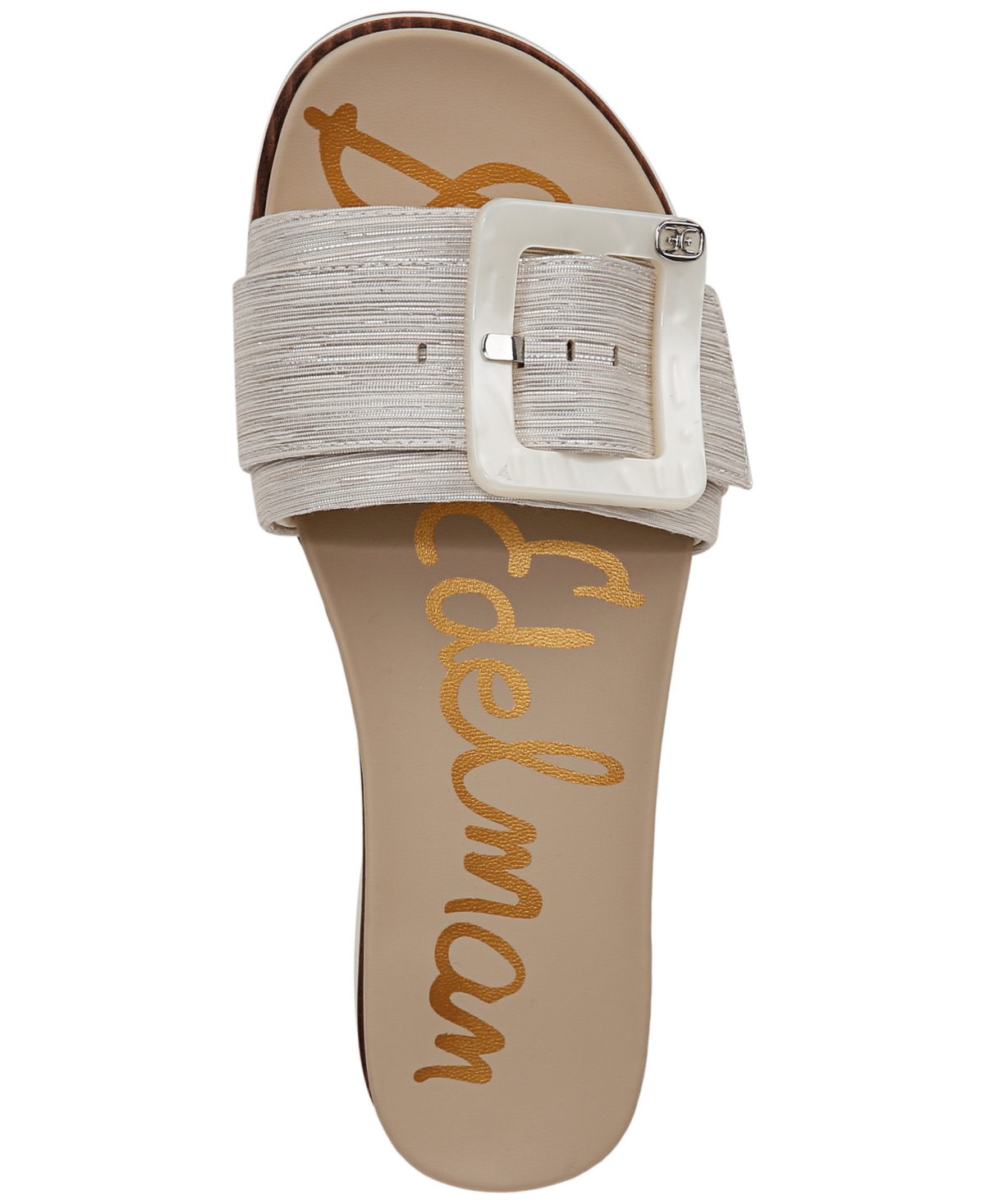 Sam Edelman Women's Ariane Platform Buckle Slide Sandals In Silver Fabric