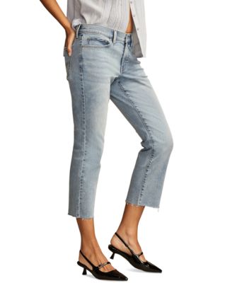 Women's Mid-Rise Sweet Cut-Hem Cropped Denim Jeans
