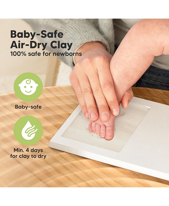 Duo Baby Hand and Footprint Kit, Baby Handprint Kit, Newborn Photo Frame, Baby Keepsake for New Mom - White