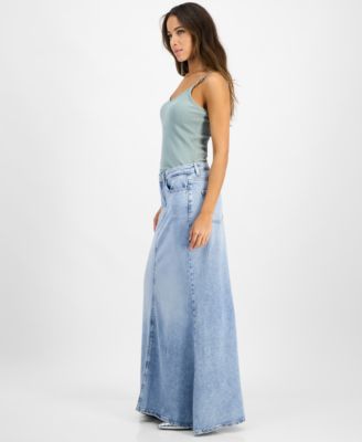 Женская макси-юбка из джинсовой ткани Thaiss черного цвета с разрезом GUESS