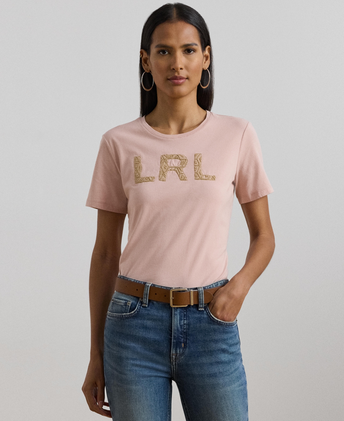 Women's French Knot-Logo Cotton Jersey Tee - Sunrise Blush