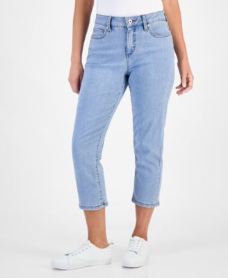 Petite High-Rise Cropped Straight-Leg Jeans