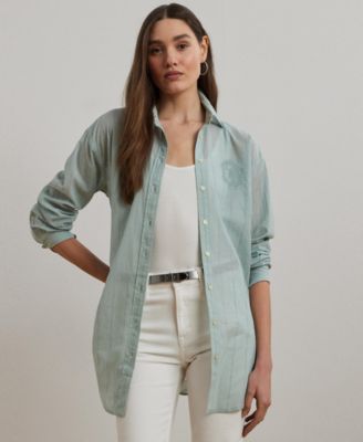 Lauren Ralph Lauren - Women's Oversize Striped Cotton Voile Shirt