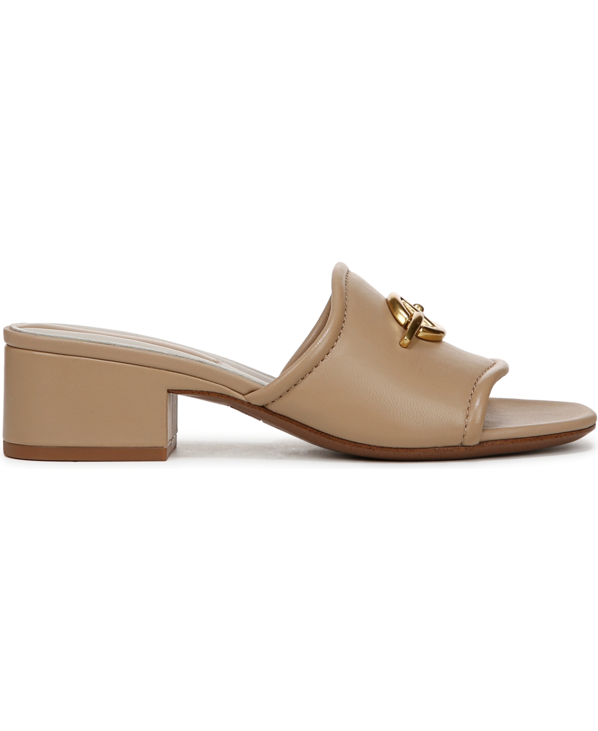Franco Sarto Women's Noreen 2 Open Square Toe Block Heel Slide Sandals In Latte Beige Leather