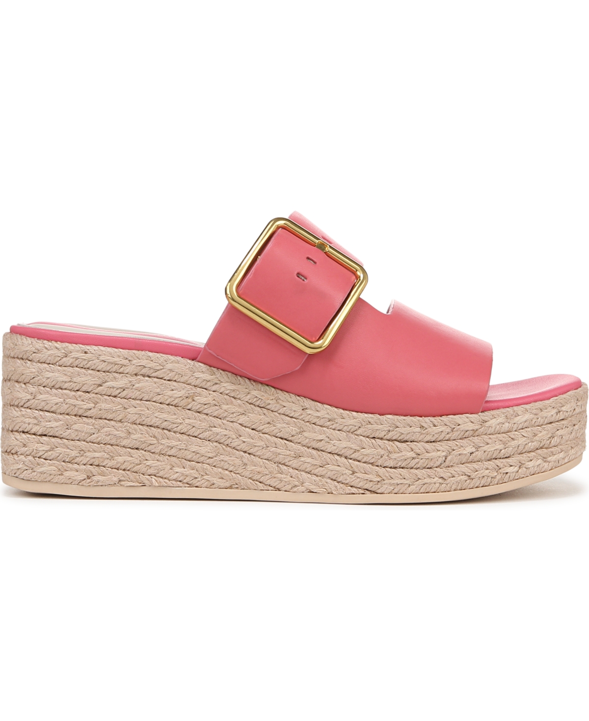 Franco Sarto Women's Taziana Open Square Toe Espadrille Slide Platform Sandals In Strawberry Pink Leather