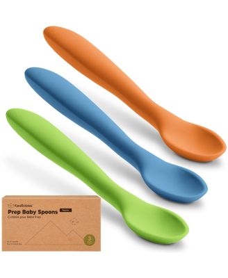 3-Pack Prep Baby Spoons, Silicone Baby Utensils for Self Feeding 6-24 Months, All Stages Baby Feeding Set, BLW Toddler Spoons