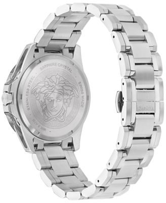 Men's Swiss V-Galaxy Moonphase Stainless Steel Bracelet Watch 43mm