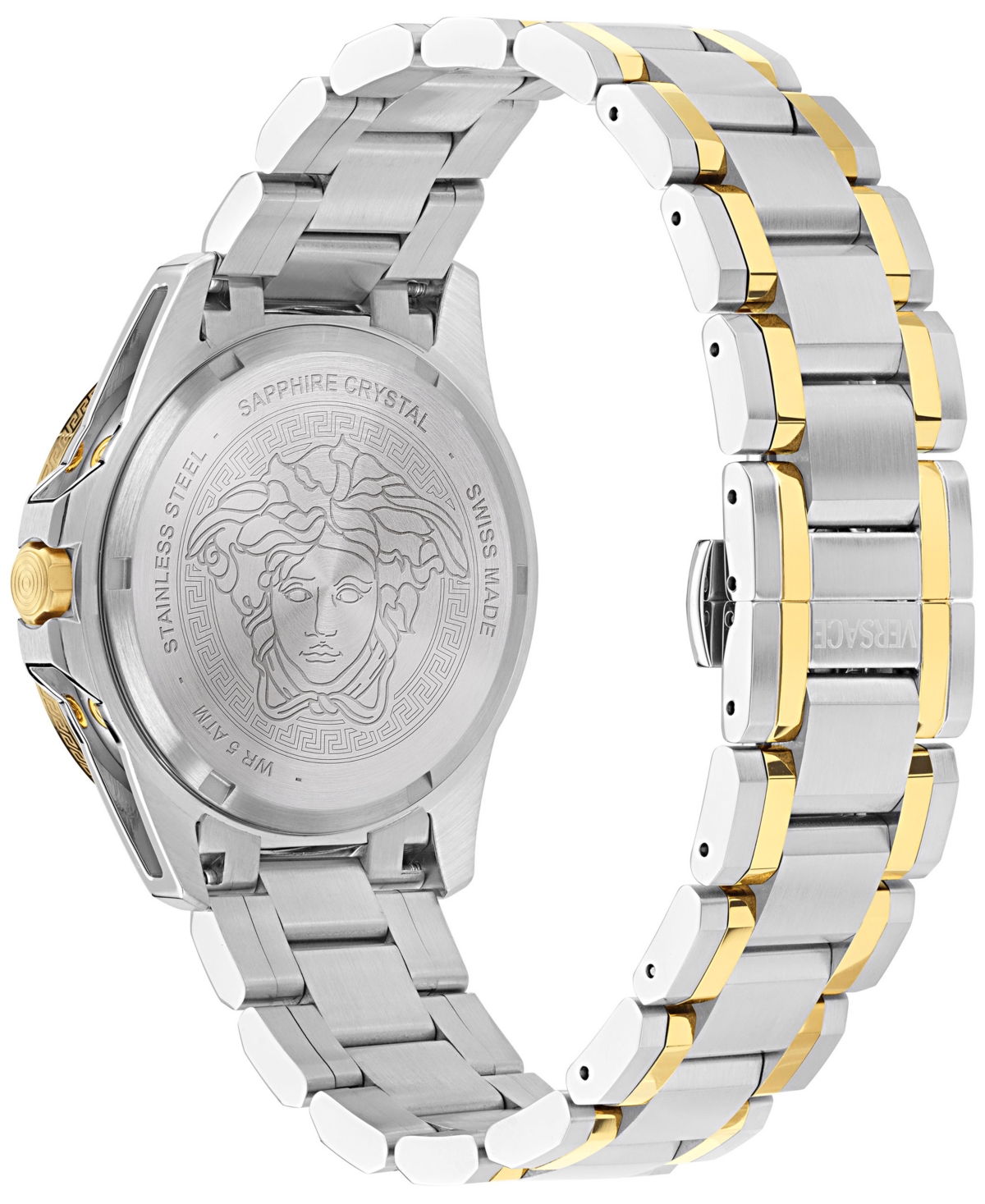 Versace Men's Swiss V-galaxy Moonphase Two-tone Stainless Steel Bracelet Watch 43mm In Two Tone