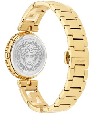 Women's Swiss Medusa Jewel Gold Ion Plated Bracelet Watch 34mm