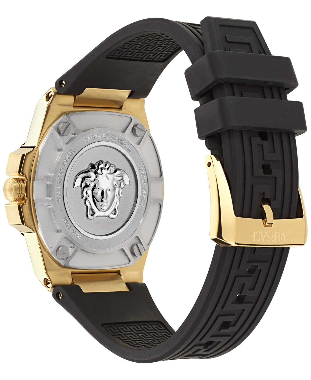 Versace Greca Reaction Silicone Watch In Gold