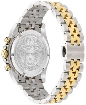 Men's Swiss Chronograph Greca Chrono Wave Two-Tone Stainless Steel Bracelet Watch 43mm