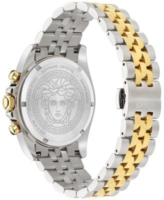 Men's Swiss Chronograph Greca Chrono Wave Two-Tone Stainless Steel Bracelet Watch 43mm