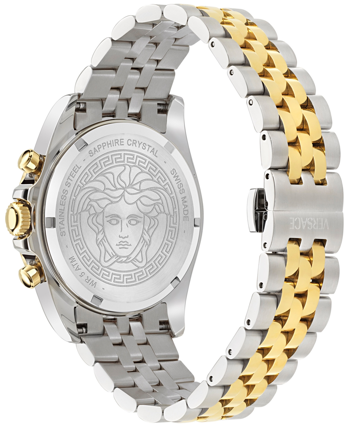 Versace Men's Swiss Chronograph Greca Chrono Wave Two-tone Stainless Steel Bracelet Watch 43mm In Two Tone