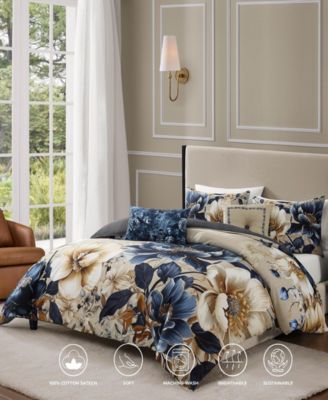 English Manor Cotton Sateen 5-Pc. Reversible Comforter Set, King