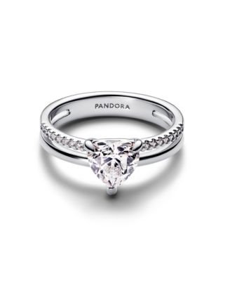 Sterling Silver Double Band Heart Ring