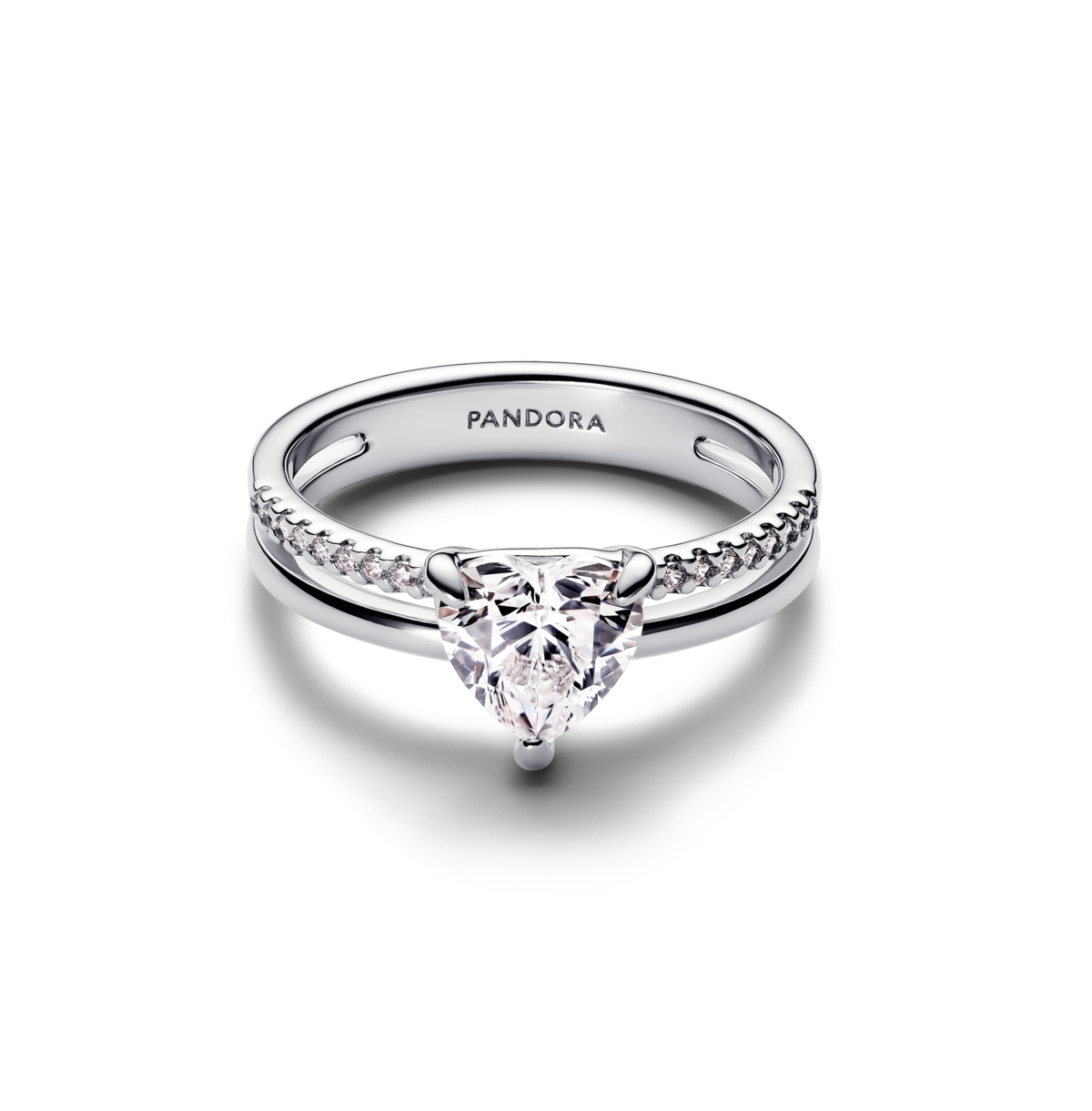 Pandora Sterling Silver Double Band Heart Ring In Sterling Silver