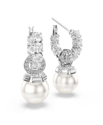 Matrix Rhodium Plated Round Cut Drop Earrings