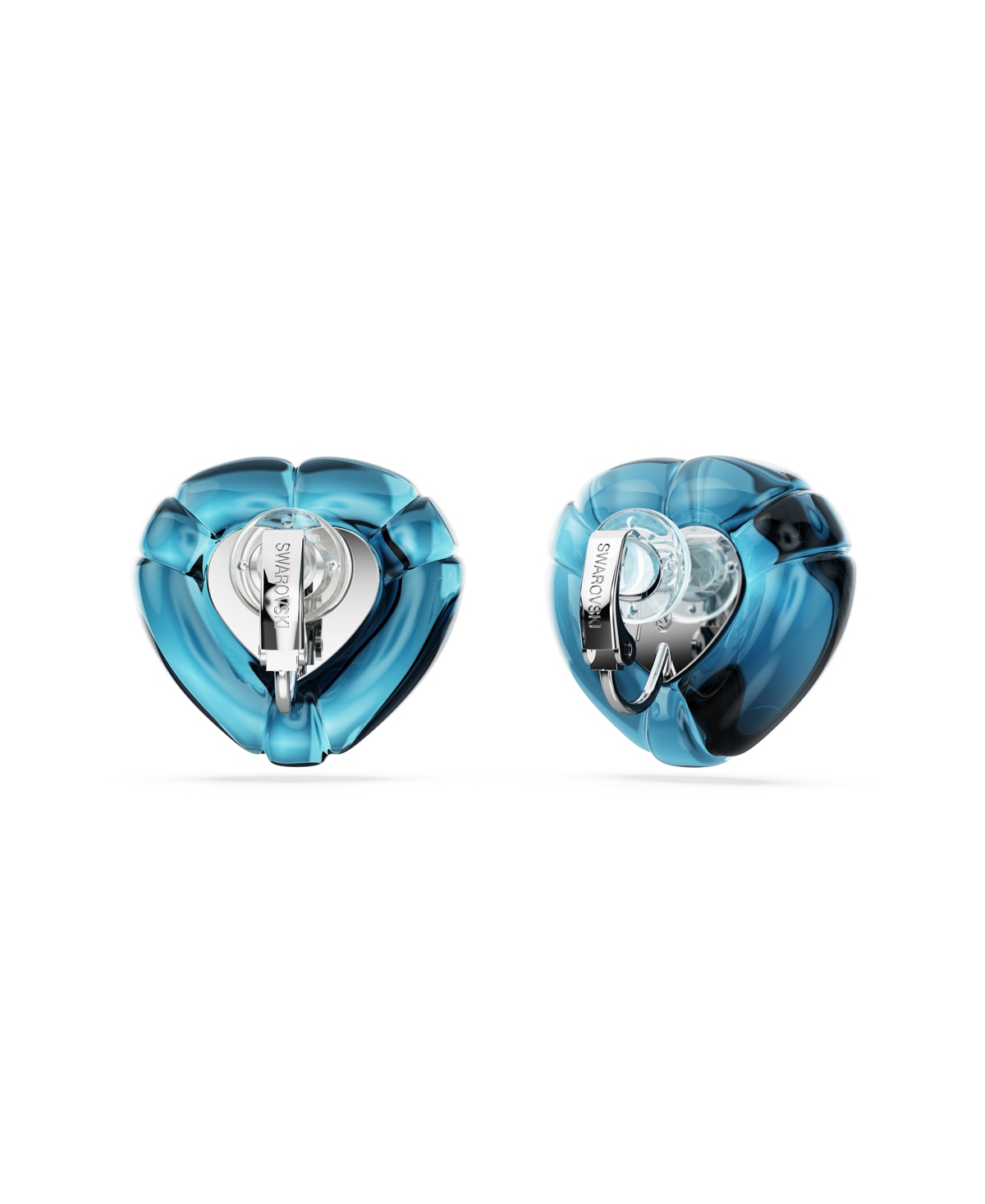 Swarovski Dulcis Heart Cut Clip Earrings In Blue