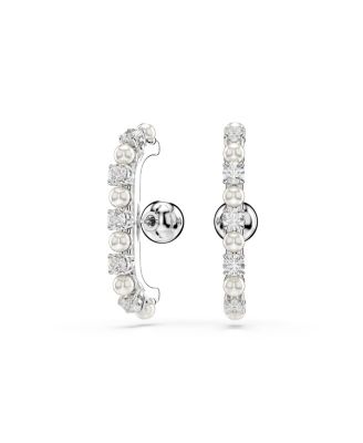 Matrix White Rhodium Plated Round Cut Ear Cuff Sets 