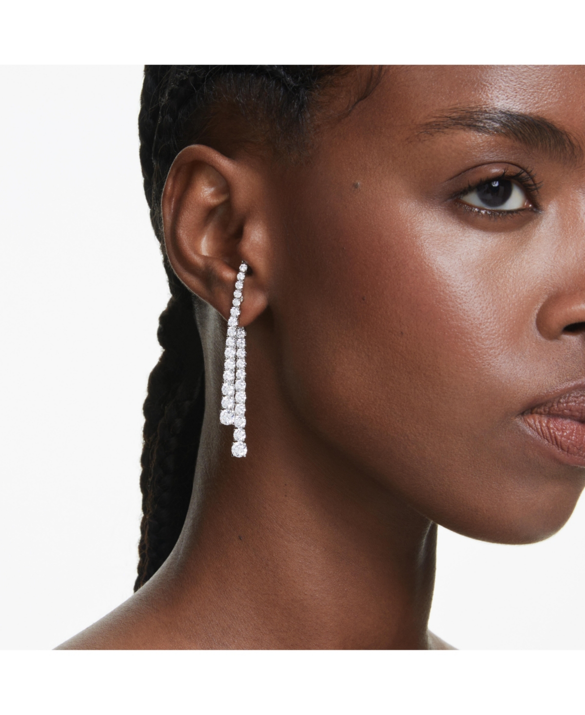 Swarovski Matrix Crystal Graduated Linear Drop Earrings In White