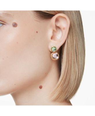 Chroma Gold-Tone Plated Cushion Cut Drop Earrings