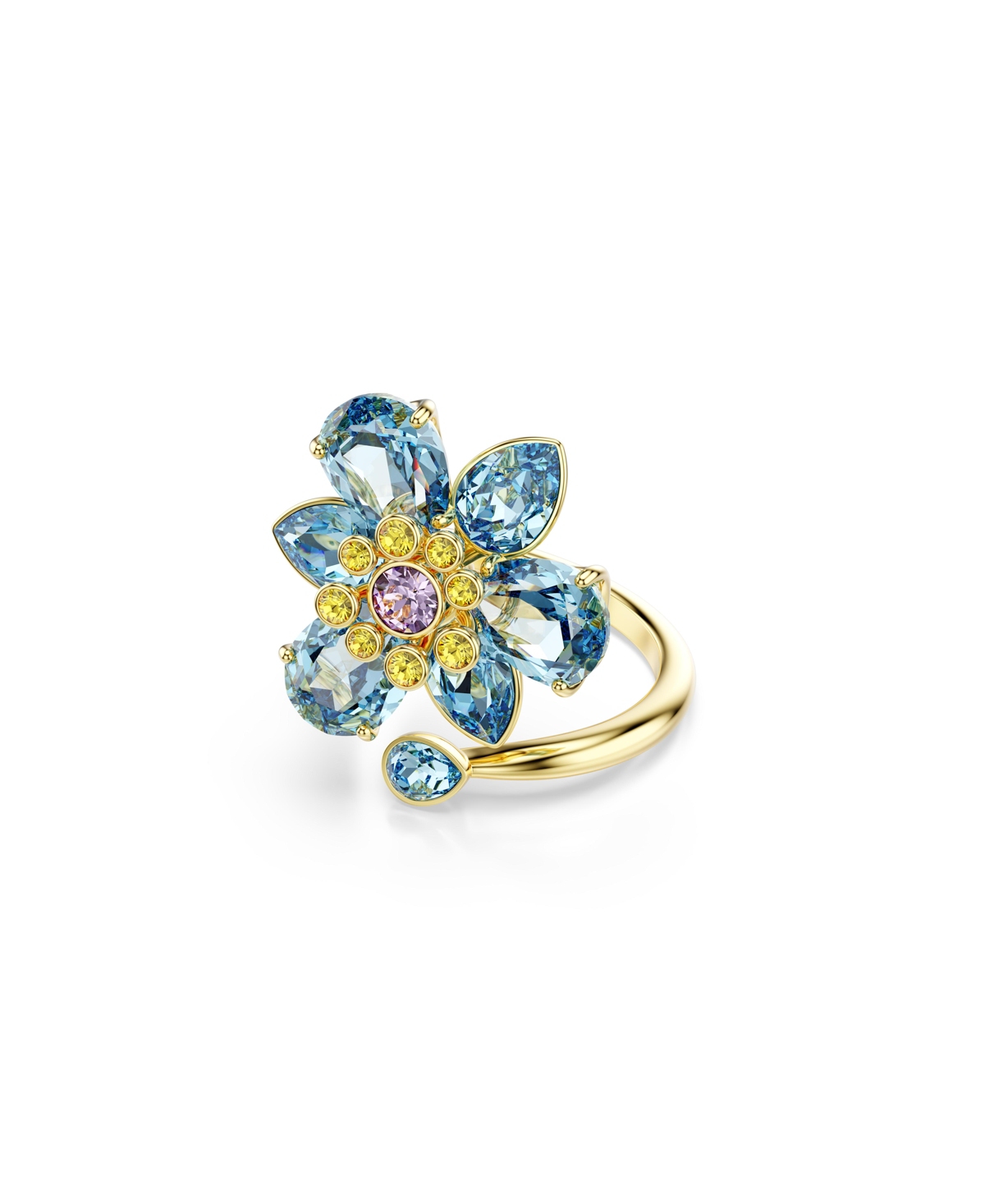 Shop Swarovski Idyllia Gold-tone Plated Blue Open Ring
