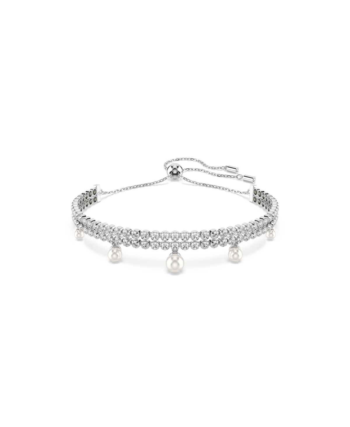 Swarovski X Ariana Grande Round Cut White Rhodium Plated Bracelet In White