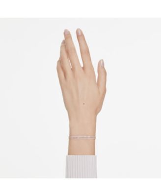 Matrix Round Cut White Rose Gold-Tone Plated Tennis Bracelet