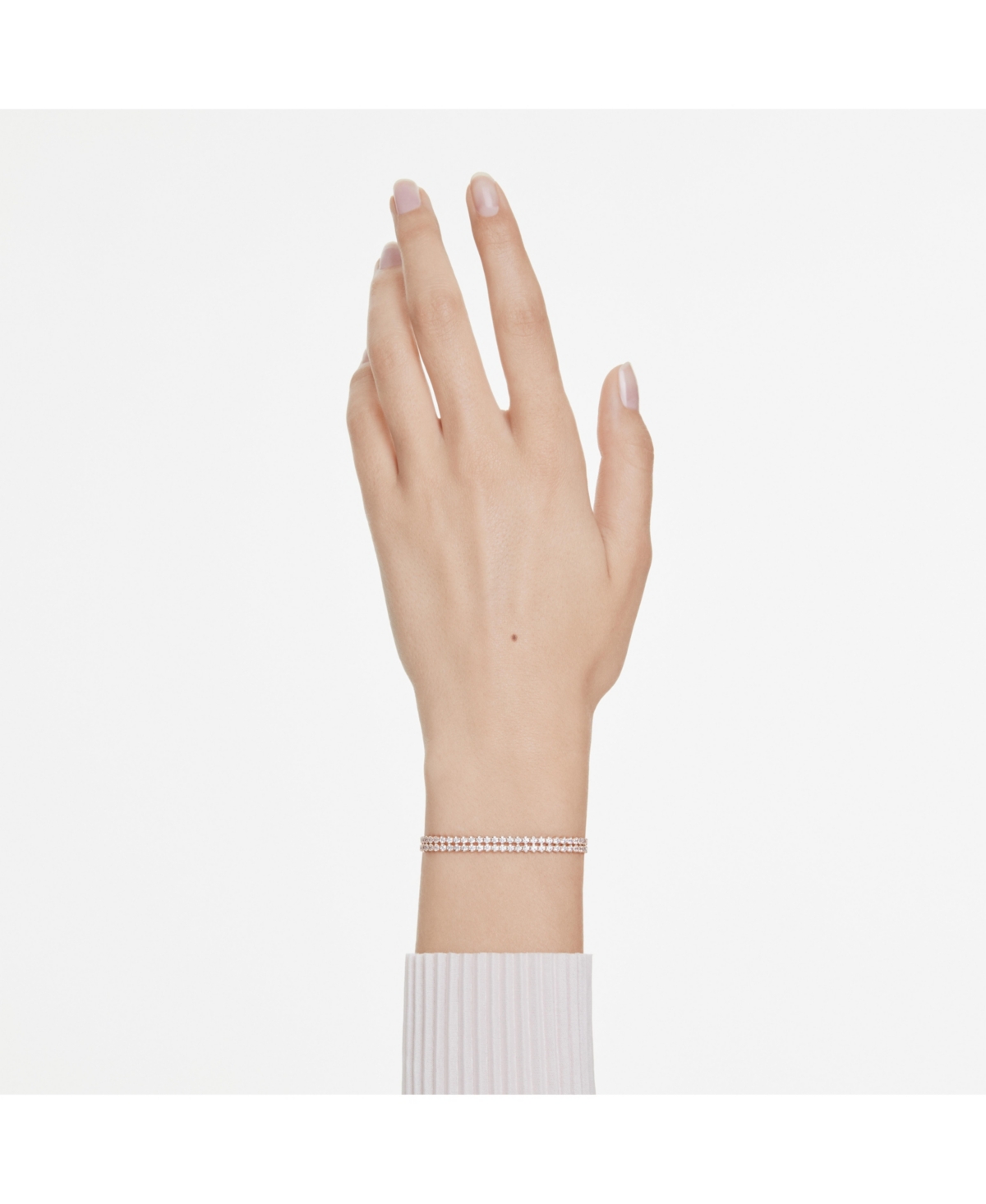 Swarovski Matrix Round Cut White Rose Gold-tone Plated Tennis Bracelet In Rose Gold