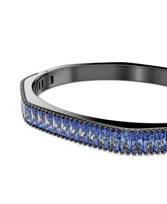 Matrix Baguette Cut Blue Ruthenium Plated Bangle Bracelet