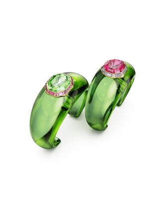 Dulcis Octagon Cut Pav&eacute; Gold-Tone Plated Cuff Bracelet Set