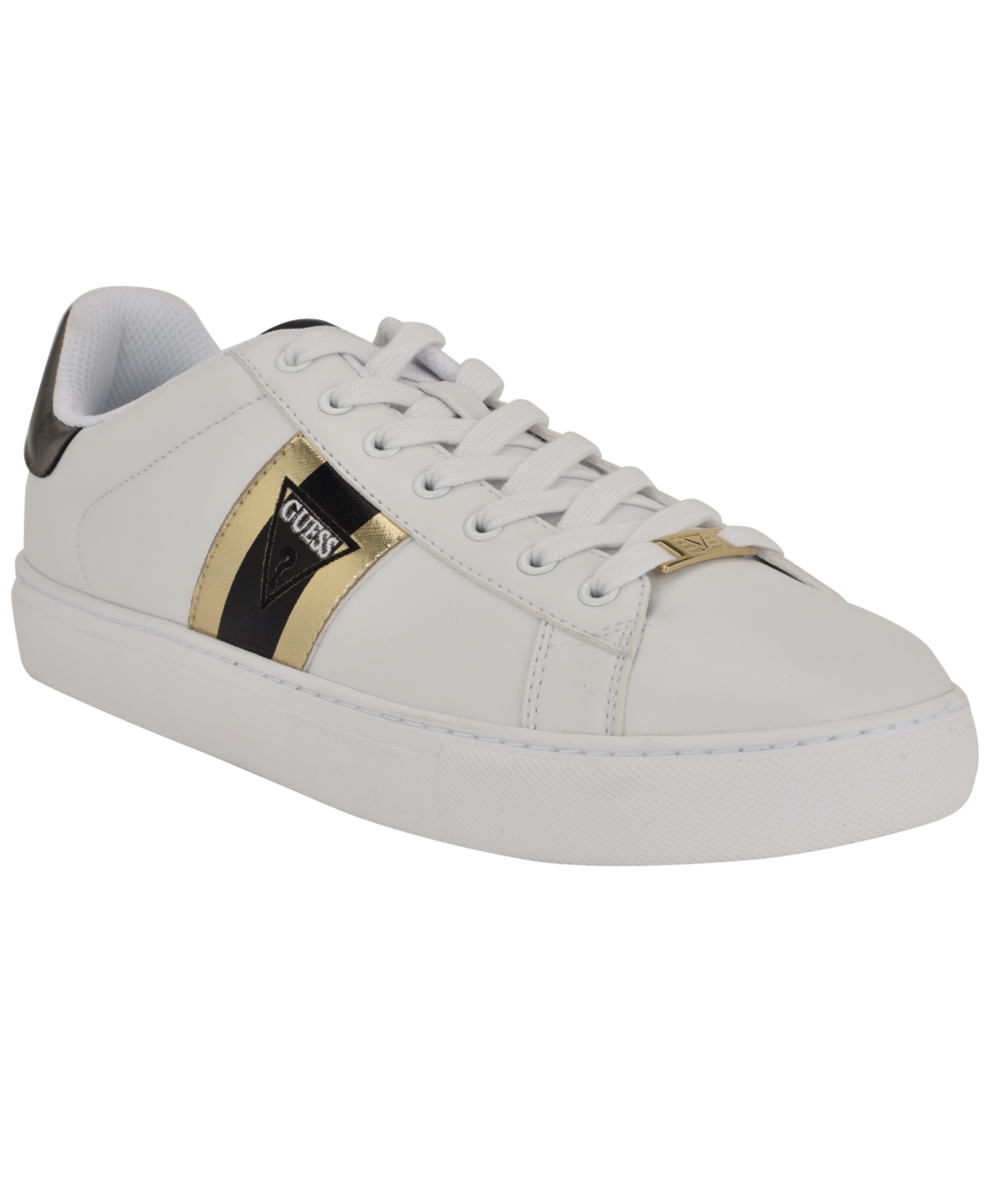 Men's Bertell Round Toe Lace Up Fashion Sneakers - White, Denim multi
