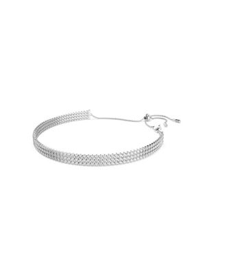 Matrix Choker Round Cut White Rhodium Plated Tennis Necklace