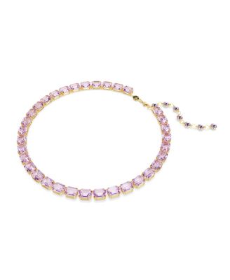 Теннисное колье Swarovski Millenia Octagon Cut Purple с позолоченным покрытием фиолетового цвета