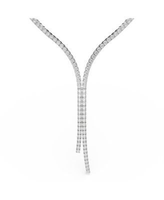 Matrix Round Cut White Rhodium Plated Y Necklace