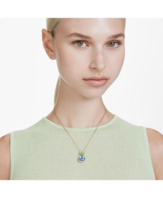 Chroma Cushion Cut Multicolored Gold-Tone Plated Pendant Necklace