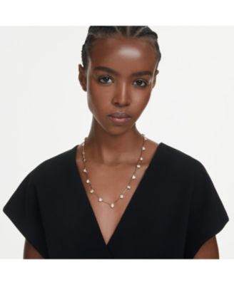 Imber Mixed Cuts White Gold-Tone Plated Tennis Necklace