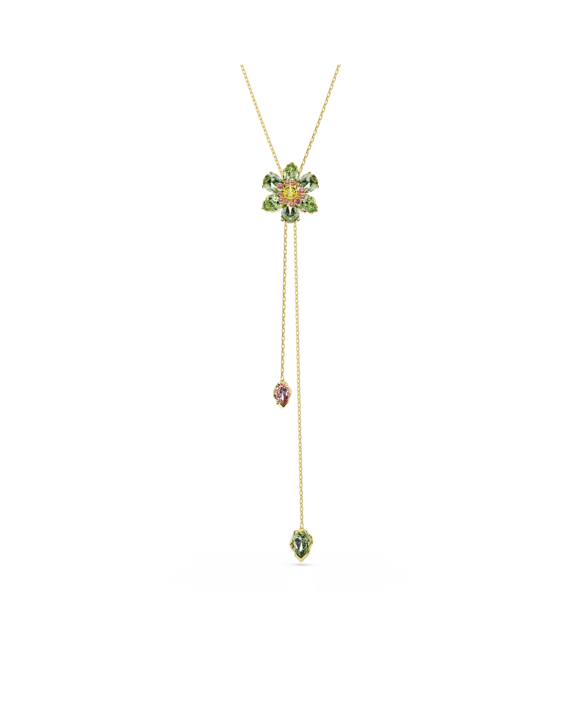 Shop Swarovski Idyllia Mixed Cuts Flower Multicolored Gold-tone Plated Y Pendant Necklace