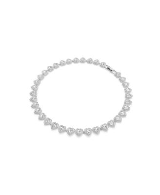 x Ariana Grande Mixed Cuts Heart White Rhodium Plated Tennis Necklace