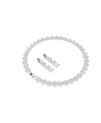 Ariana Grande x Swarovski&reg; Mixed Cuts Heart White Rhodium Plated Tennis Necklace
