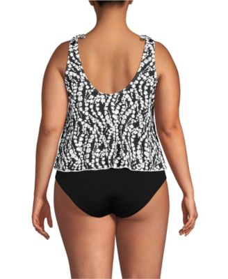 Plus Size Tie Shoulder Flutter Tankini Top