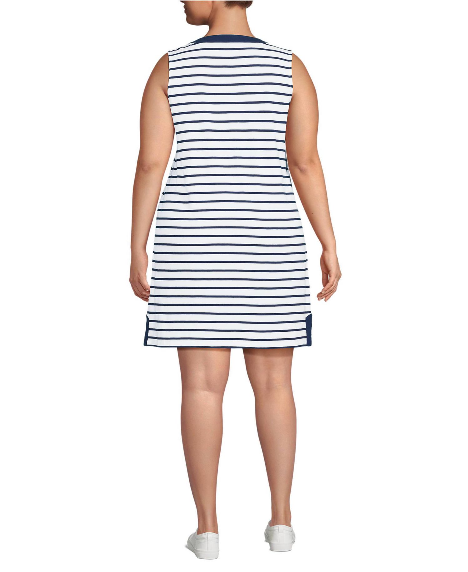 Plus Size Cotton Jersey Notch Neck Dress