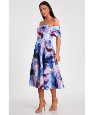 Женское облегающее платье миди-бардо с цветочным принтом для подводного плавания QUIZ