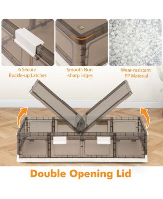 2 Pack 26.5 Gal Under Bed Storage Containers with Wheels Double Opening Lids