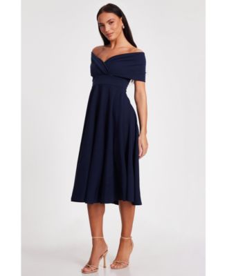 Женское облегающее платье миди с запахом из креп-бардо для подводного плавания QUIZ