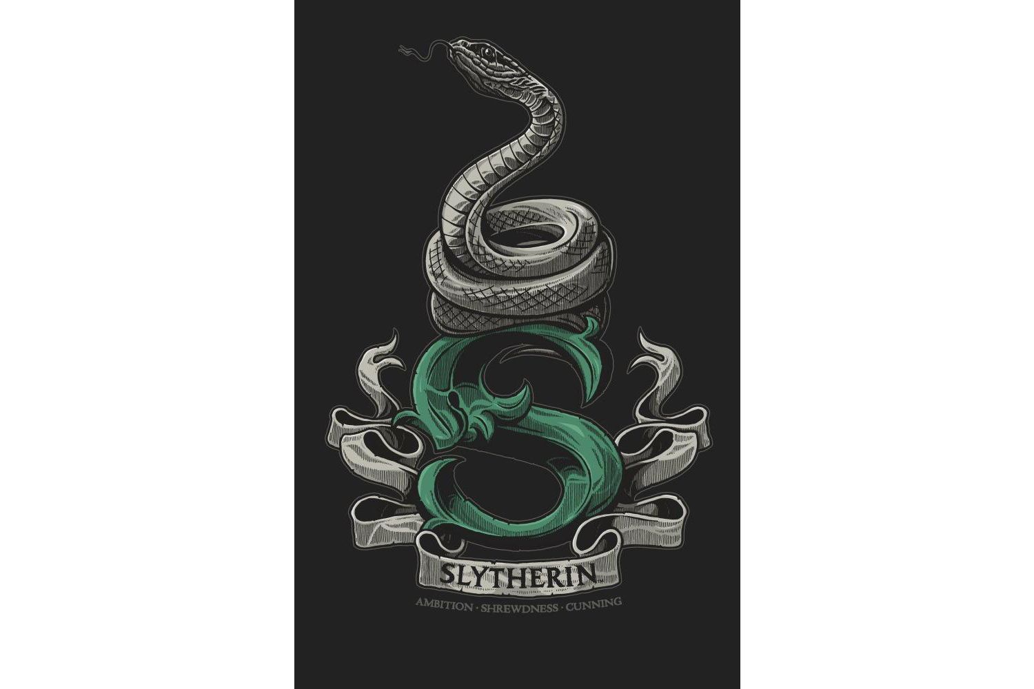 Big & Tall Slytherin Snake Black T-shirt-6XL